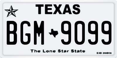 TX license plate BGM9099