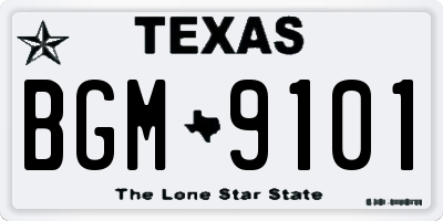 TX license plate BGM9101