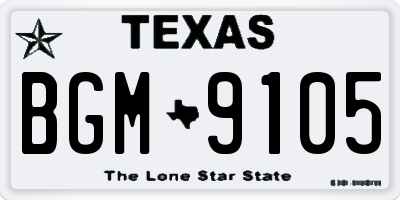 TX license plate BGM9105