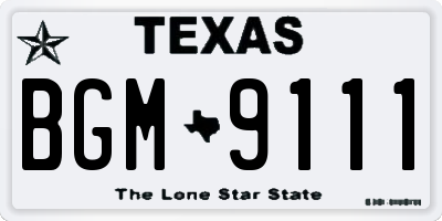 TX license plate BGM9111