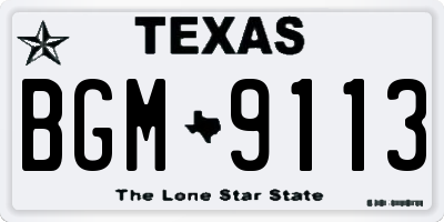 TX license plate BGM9113