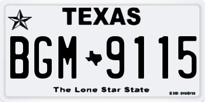 TX license plate BGM9115