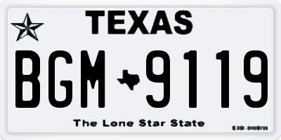 TX license plate BGM9119