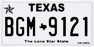 TX license plate BGM9121