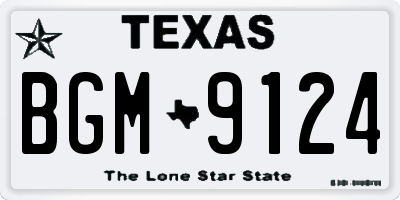 TX license plate BGM9124