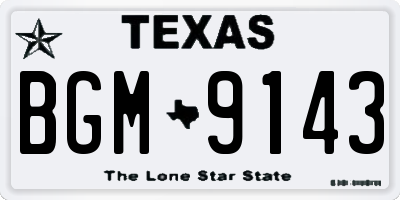 TX license plate BGM9143