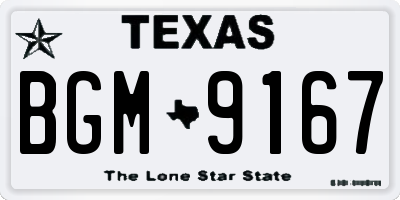 TX license plate BGM9167