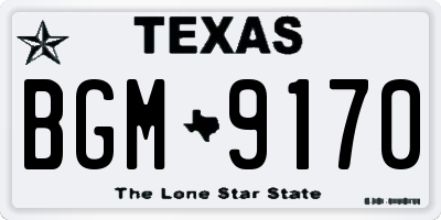 TX license plate BGM9170