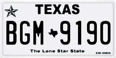 TX license plate BGM9190