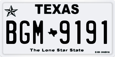 TX license plate BGM9191