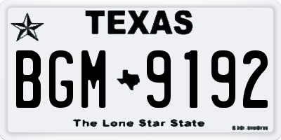 TX license plate BGM9192