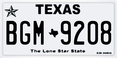 TX license plate BGM9208