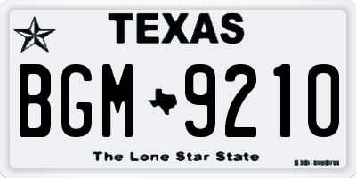 TX license plate BGM9210