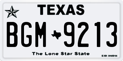 TX license plate BGM9213
