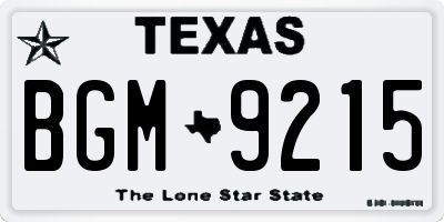 TX license plate BGM9215
