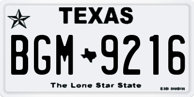 TX license plate BGM9216
