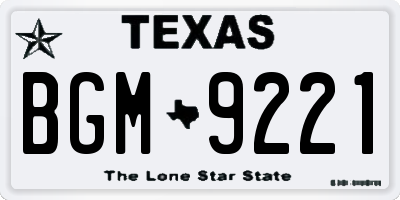 TX license plate BGM9221