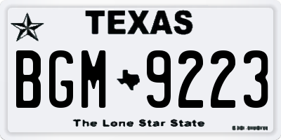 TX license plate BGM9223