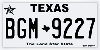 TX license plate BGM9227