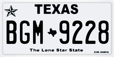 TX license plate BGM9228