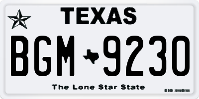 TX license plate BGM9230