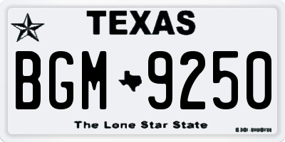 TX license plate BGM9250
