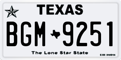 TX license plate BGM9251