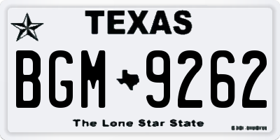 TX license plate BGM9262