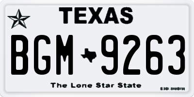 TX license plate BGM9263