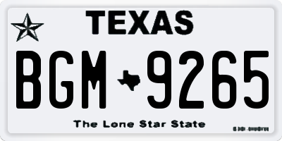 TX license plate BGM9265