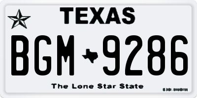 TX license plate BGM9286