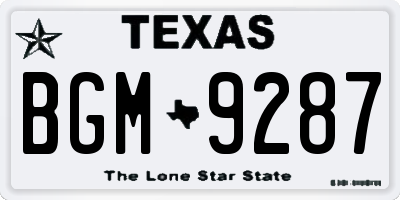 TX license plate BGM9287