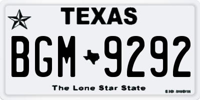TX license plate BGM9292