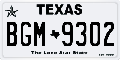 TX license plate BGM9302