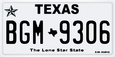 TX license plate BGM9306