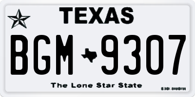TX license plate BGM9307
