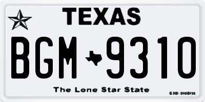 TX license plate BGM9310