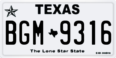 TX license plate BGM9316