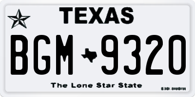 TX license plate BGM9320