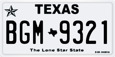 TX license plate BGM9321