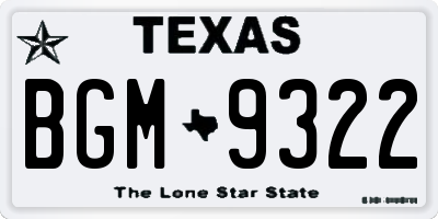 TX license plate BGM9322