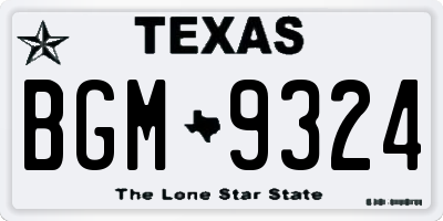 TX license plate BGM9324