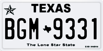 TX license plate BGM9331