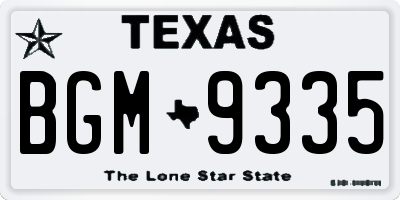 TX license plate BGM9335