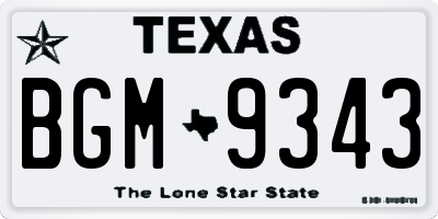 TX license plate BGM9343