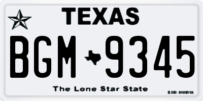 TX license plate BGM9345