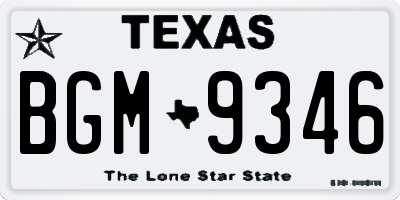 TX license plate BGM9346