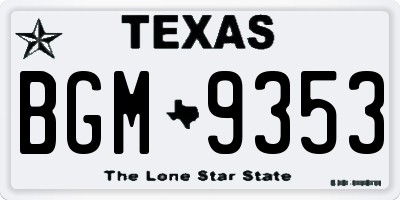 TX license plate BGM9353