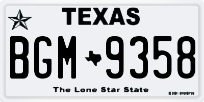 TX license plate BGM9358