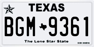 TX license plate BGM9361